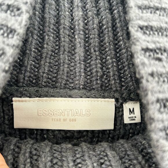 FEAR OF GOD ESSENTIALS Charcoal Gray Heavy Cable Knit Rollneck Sweater Medium - Picture 9 of 11